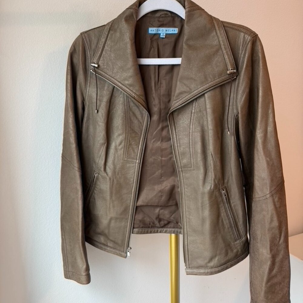Antonio Melani Genuine Leather Moto Jacket Size 4